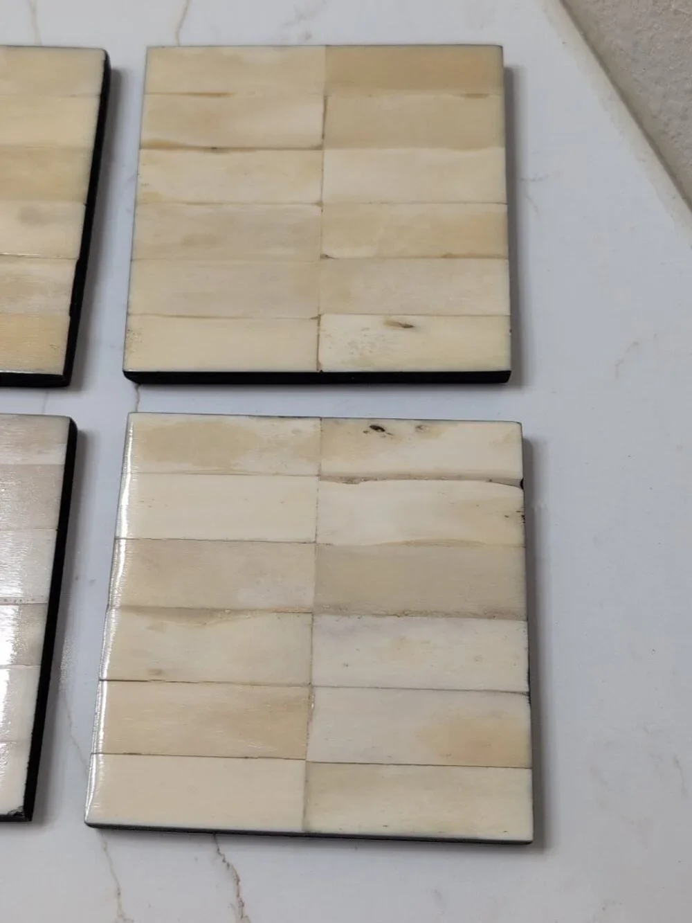 Pier 1  Imports Set Of 4 Square Bone Coasters in Original Box Made In India